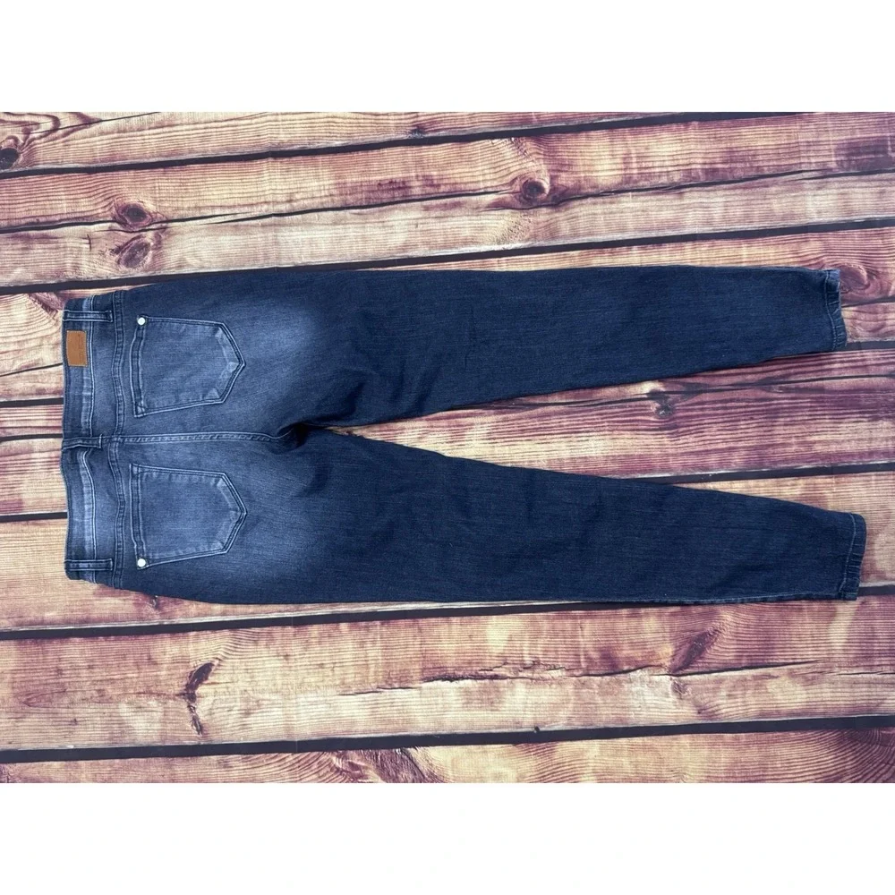 Judy Blue Girls Skinny Dark Wash Distressed Blue Jeans Button Closure